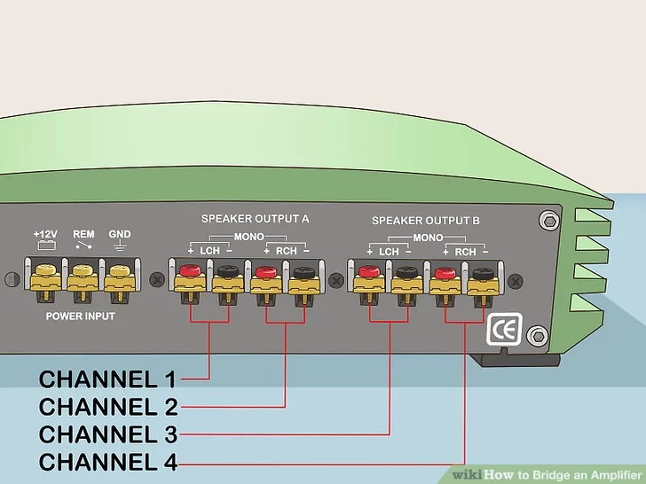 how to bridge 4 channel amp
